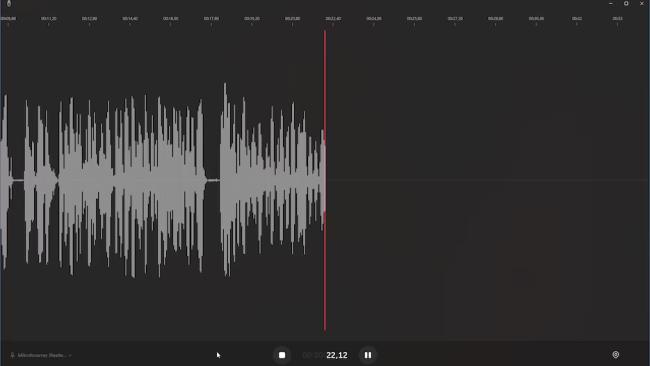 Zvuková křivka v audiorecorderu Windows