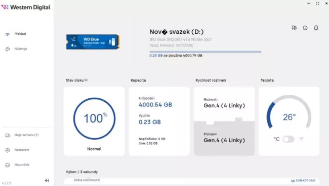 Aplikace WD Dashboard