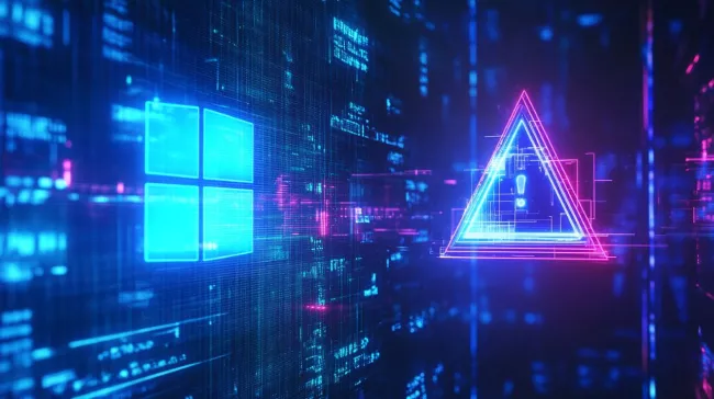 Symbol Windows 10 s výstražným trojúhelníkem