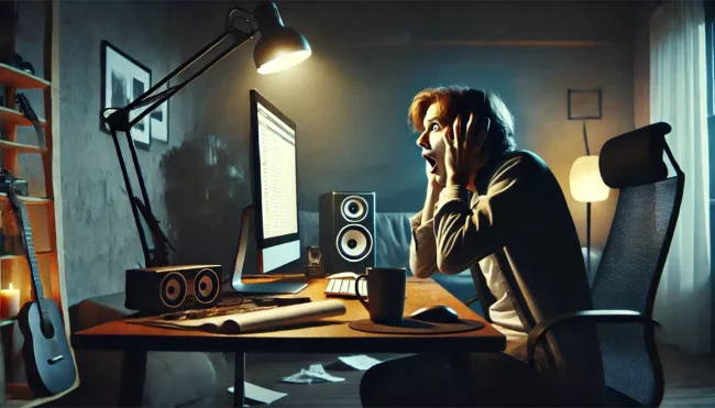 Uživatel se lekl a zakrývá si uši