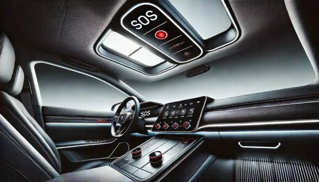 SOS tlačítko pro eCall systém v moderním voze