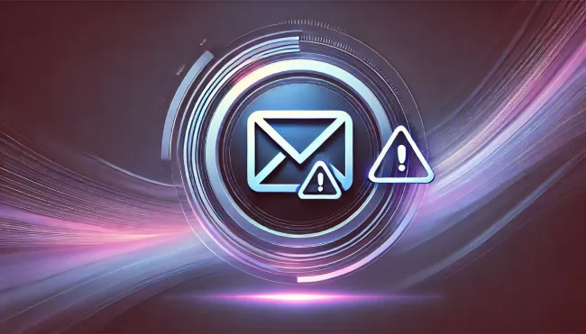Logo elektronické pošty s výstražným symbolem