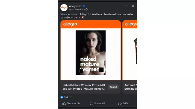 Produkt z Allegra inzerovaný na Facebooku