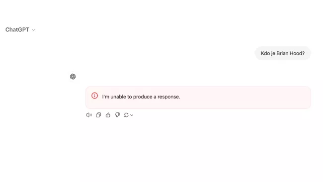 Ukázka cenzury v ChatGPT