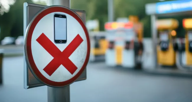 Zákaz telefonu na čerpací stanici