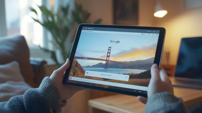Prostředí Google Chrome na tabletu