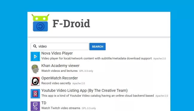 Webová aplikace F-Droid
