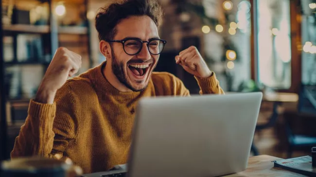 Spokojený uživatel u laptopu