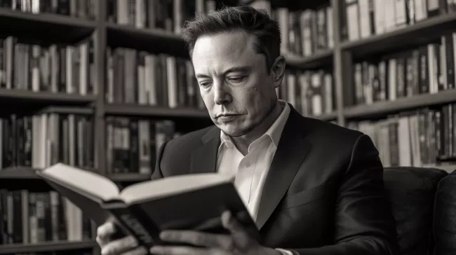 Elon Musk čte knihu