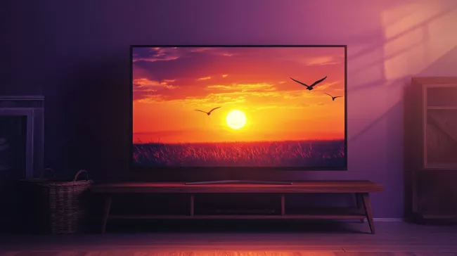 Západ slunce na obrazovce televizoru