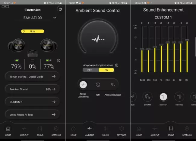 Rozhraní aplikace Technics Audio Connect