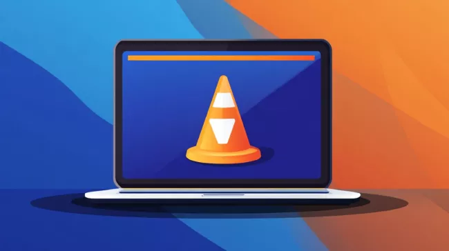 Logo VLC na displeji laptopu