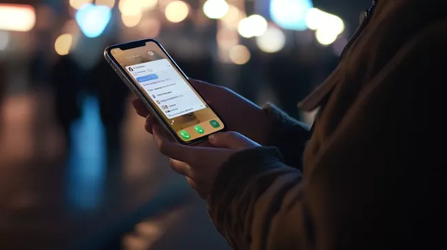 iPhonu v rukou uživatele, komunikuje ve WhatsApp