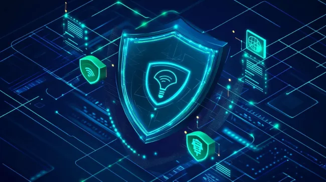 Ilustrace symbolizující ochranu před riziky internetu