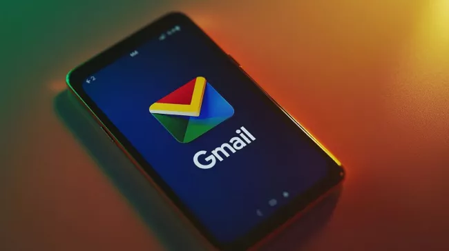 Smartphone s motivem Gmail na displeji