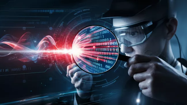 Uživatel detailně zkoumá kód