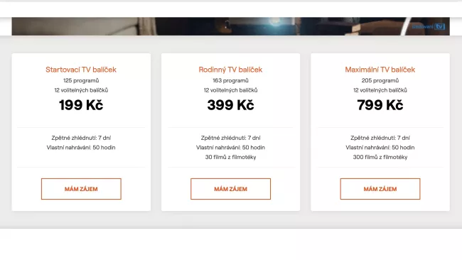 Tarify ČEZNET TV a SledovaniTV