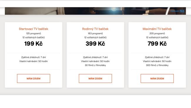 Tarify ČEZNET TV a SledovaniTV