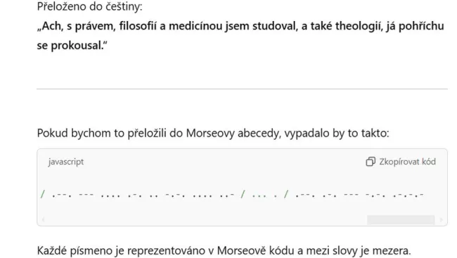 Morseova abeceda s ChatGPT