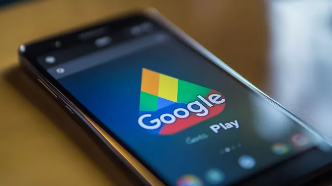 Smartphone s Google Play na displeji