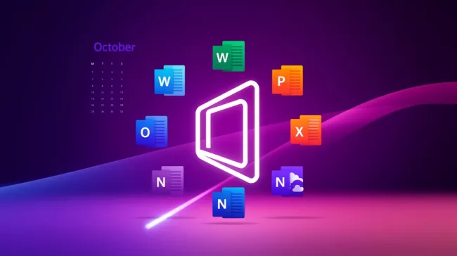 Koláž s logy aplikací Microsoft Office