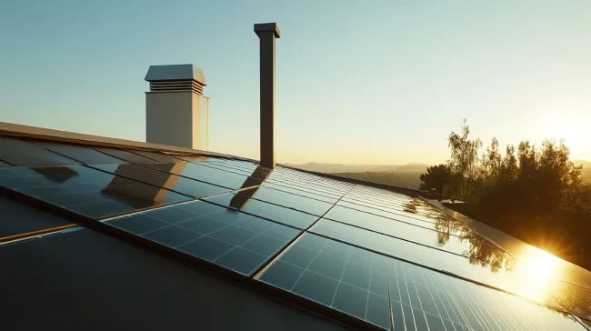 Část střechy pokryté fotovoltaickými panely