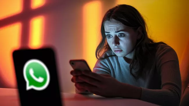 Dívka je zděšena z toho, co vidí na svém mobilu