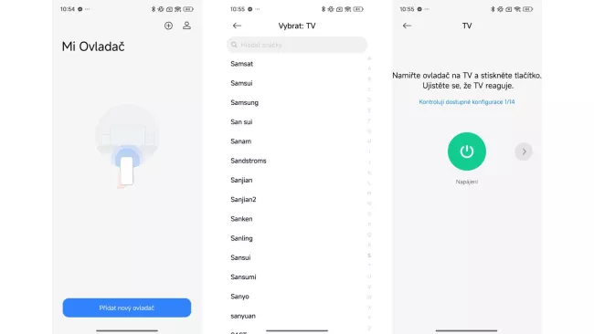 Aplikace Mi Ovladač
