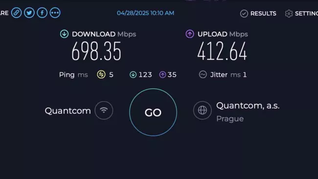 Měření rychlosti pomocí Speedtest Ookla