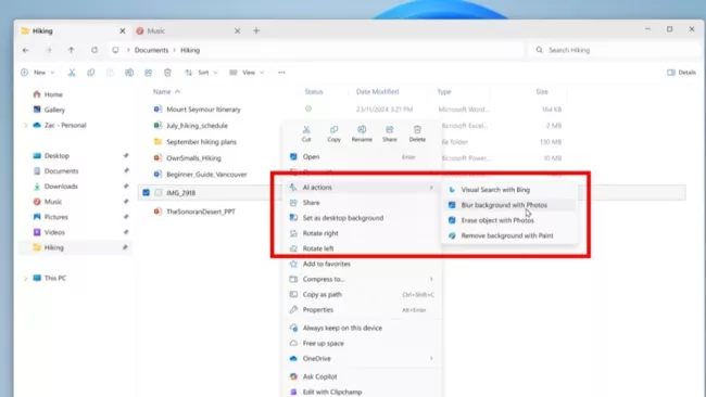 Kontextové menu v Průzkumníku souborů Windows 11