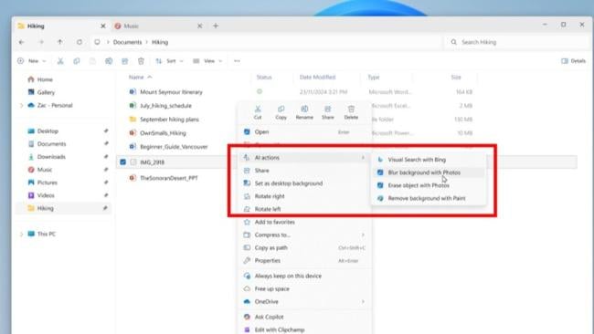 Kontextové menu v Průzkumníku souborů Windows 11