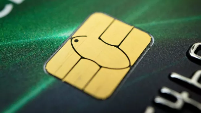 Kontaktní plochy čipu na platební kartě