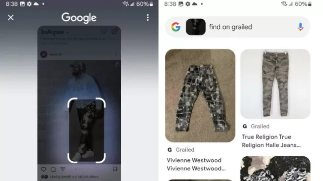 Vyhledávání zakroužkováním na mobilním telefonu