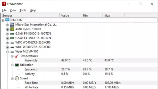 HWMonitor - teplota PC