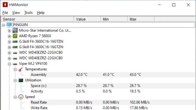 HWMonitor - teplota PC