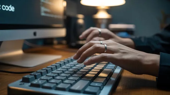 Uživatelka píše na klávesnici