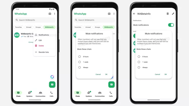 Tlumení oznámení u skupin WhatsAppu