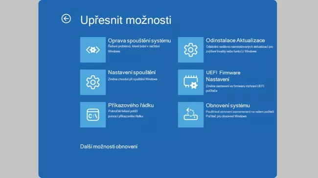 Možnosti obnovy Windows