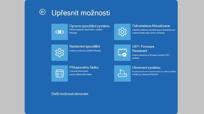 Možnosti obnovy Windows