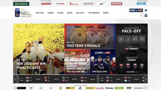 Oficiální stránka IIHF pro MS v hokeji 2025