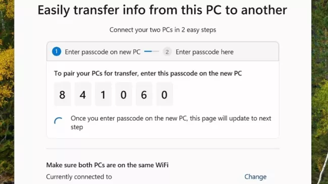 Párování s jiným počítačem pro přenos dat