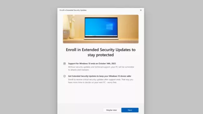 Informativní text Microsoftu o prodloužené podpoře