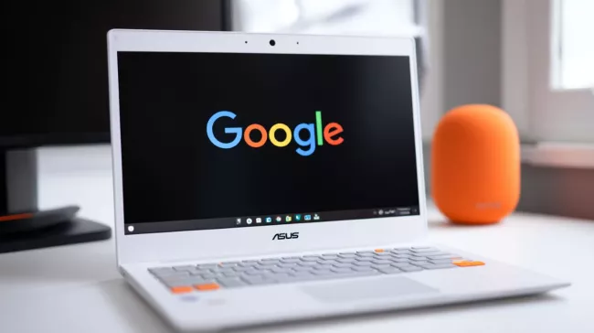 Laptop s logem Google na displeji