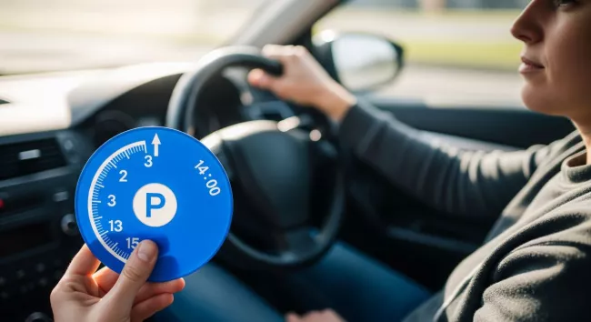 Parkovací kotouč v rukou řidičky