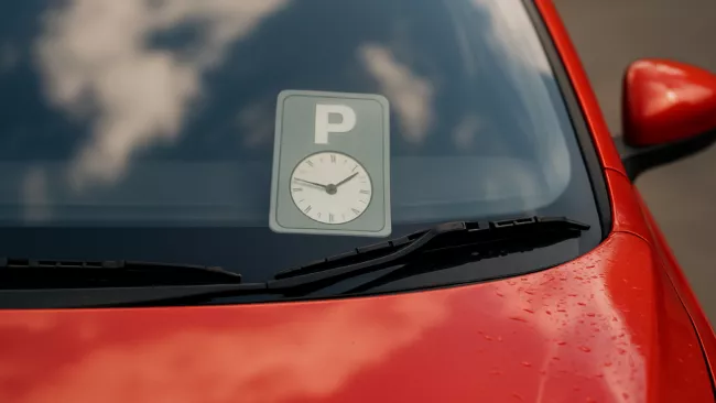 Parkovací hodiny za sklem vozidla
