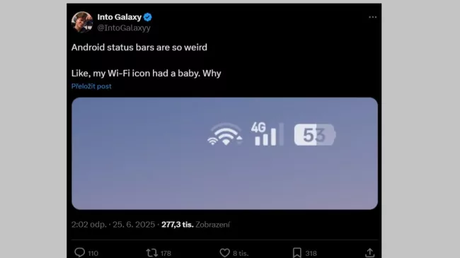 Stavový řádek smartphonu