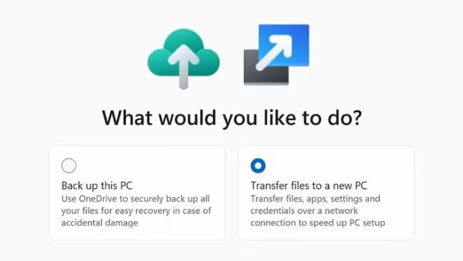 Nové okno funkce zálohování ve Windows