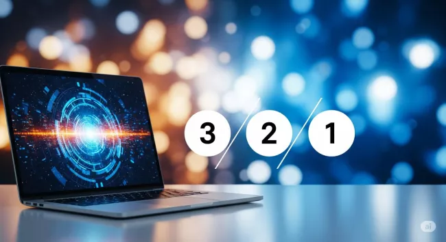 Laptop s digitální tématikou na displeji