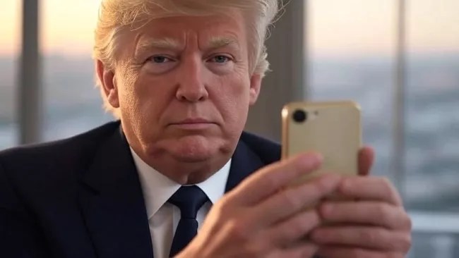 Donald Trump a jeho telefon, ilustrační