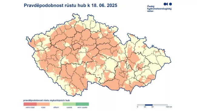 Mapa, kde rostou houby